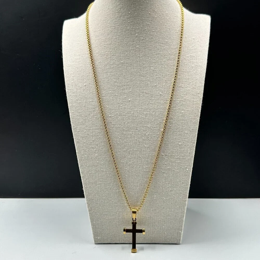 3/$30 Pendant Necklace Gold Tone Stainless Steel Chain Religious Faith